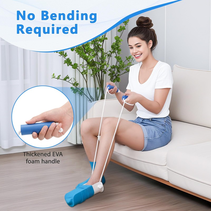 Sock Aid Helper with Foam Grip Handle, Easy On and
