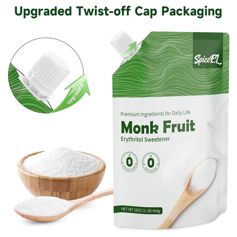 SPICEEL Value-Size Monk Fruit Sweetener with Erythritol | Bulk White