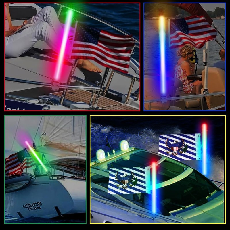 4FT LED Boat Navigation Whip Light with Bluetooth APP &