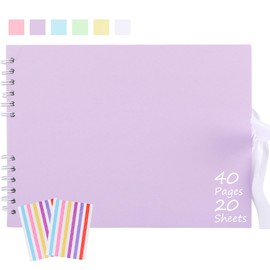 Ayorasly Scrapbook Album, 6"x8.5" Scrapbooking Photo Album with 40 Pages White Blank Inner Paper, Purple Kraft Cover Album for Pictures, Memory Book for Baby Wedding Family Travel Graduation