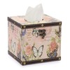 TOLIDA PU+ Wood Square Tissue Box Cover - Retro Household