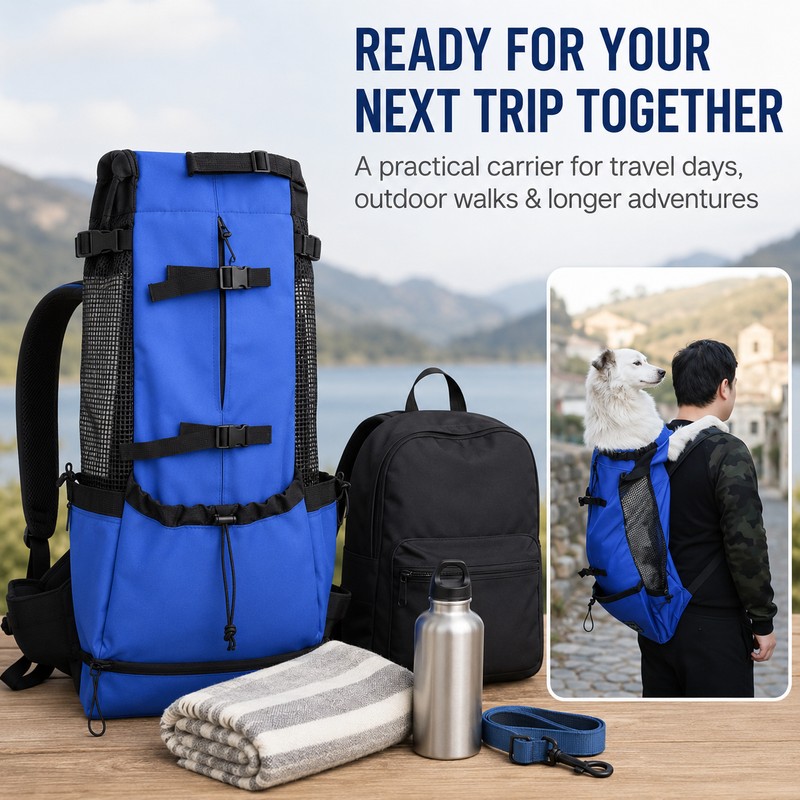 Large Dog Carrier Backpack for Travel - Breathable Hands-Free Pet