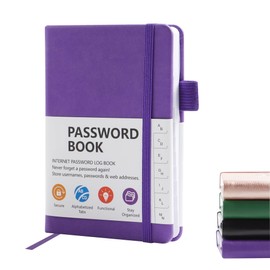 TECDW A6 Password Book Size 5.7 * 3.9 inches,Password Book with Alphabetical Tabs for Computer Internet Address Login Registration Password Management (Dark Purple)