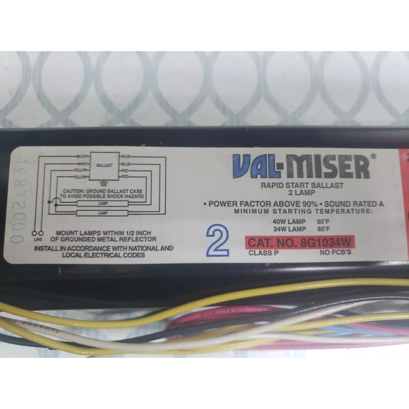 POWER LIGHTING VAL-MISER 8G1034W RAPID START BALLAST 2 LAMP 277V