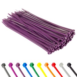 Pack of 100 Cable Ties, Cable Ties UV Resistant, Nylon, Various Sizes, Super Durable, Self-Locking Cable Ties (Voilette, 100 Pieces x 100 mm)