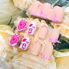 Press on Nails Medium Square Pink 24Pcs Glossy Full Cover