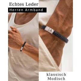 TOLOWOBK Leather Bracelet Men's Bracelet with Letters Stainless Steel Engraving A-Z Letter Bracelet Men Black Braided Leather Bracelets with Magnetic Closure Easter Birthday Gifts for Men, Leather, No