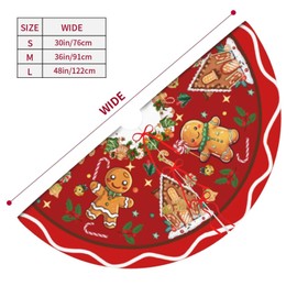 Gingerbread Man Candy Christmas Tree Skirt Xmas Tree Mat Christmas Tree Ornaments Decorations Holiday Party Indoor Outdoor 48"