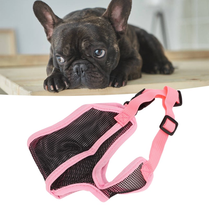 Short Snout Dog Muzzle Adjustable Breathable Prevent Biting Chewing Dog