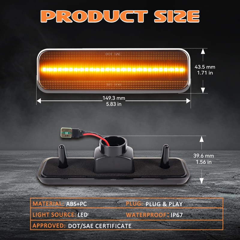 AreLokpri LED Front Side Marker Lights Compatible with Dodge Ram