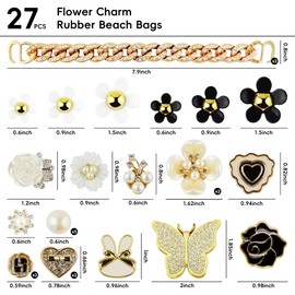Crocode tears 27pcs Charms for Rubber Beach Bags Accessories Bulk Charms for Handbag Beach Tote Bag Insert Decorative Charms for Bogg Bags