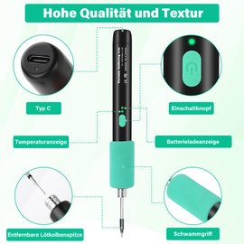 Daakro Wireless Soldering Iron Set - Lötkolben Set With Stand, Wireless Soldering Tips and Soldering Stand with Adjustable Temperature