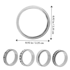 BESPORTBLE 4Pcs Rotatable Fidget Rings Stress Relieving Titanium Steel Jewelry for Unisex Featuring Stars and Moon Design Birthday