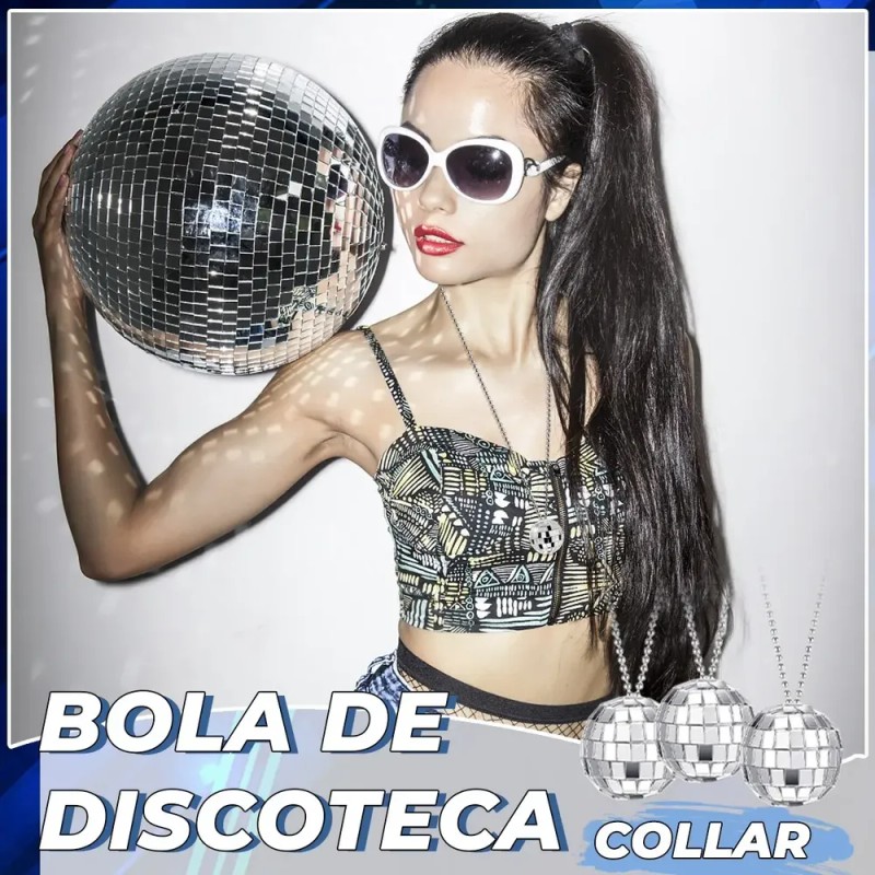 25 Pcs Collar Bola para Disco Espejo Esfera Plata para