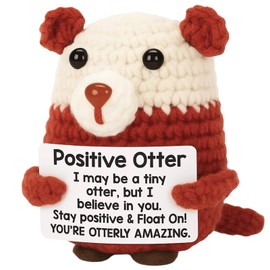 YREYBN Otter Plush, Positive Crochet Animals, Emotional Support Crochet, Handmade Red Knitted Otter, 7.5cm Height Home Decoration