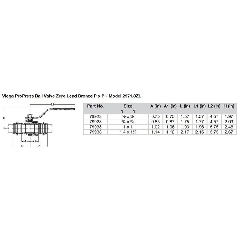 Viega ProPress 1" Zero Lead Bronze Ball Valve w/Stainless Stem
