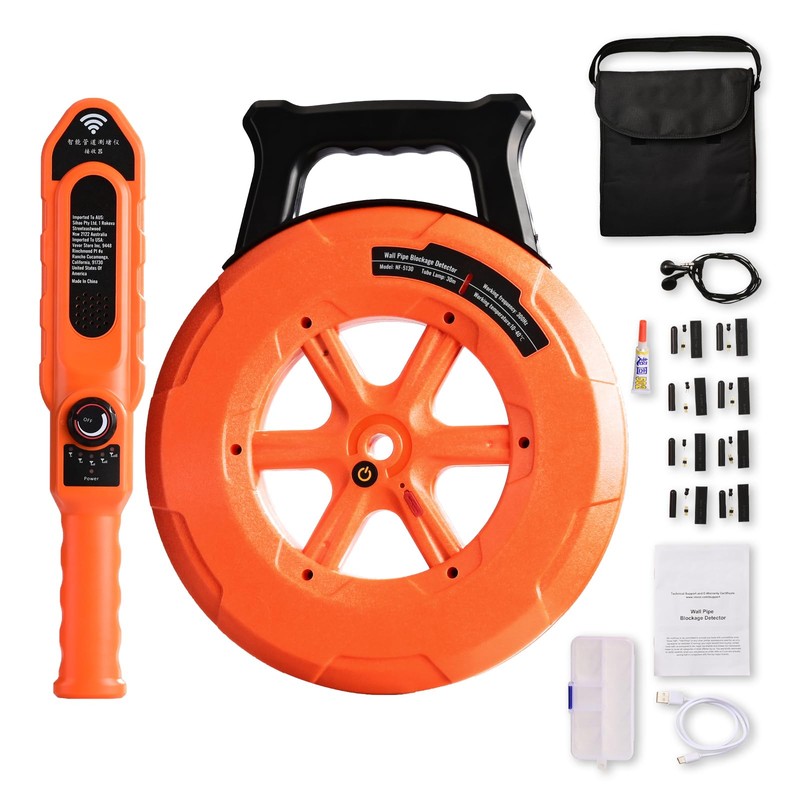 Happybuy Pipe Blockage Detector, 100ft/30m Waterproof Locator, for PVC, Plastic,