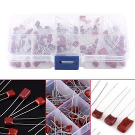 Pack of 100 Foil Capacitors, Polyester Capacitors, Metallised Polyester Film Capacitors Assortment Kit, CBB Polypropylene Film Capacitors with Storage Box, 10 nF ~ 470 nF