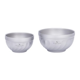 iBasingo 500ML & 800ML Titanium Bowl Double Wall Insulated Camping Bowl for Soup, Rice & Food Ultralight Portable & Durable Metal Tableware for Outdoor, Hiking, Backpacking Ti1170T