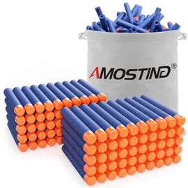 AMOSTING AMOSTING 100 Pfeile für Nerf Elite 2.0 mit Kordelzugbeutel, Ersatzpfeile Munition Foam Darts kompatibel mit Nerf Hasbro Fortnite - Blau