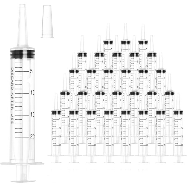 Vaokin 20ml Plastic Syringe with Cap, Large Syringes without Needle