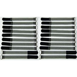 20 x 16 cm x 16 mm FUK Resealable Velcro Cable Ties Black with Metal Eyelet - Cable Velcro Tape 160 mm Reusable