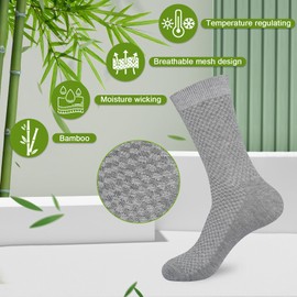 KOOOGEAR 6 Pairs Mens Bamboo Socks White Black Thin Walking Work Socks for Men 9-12 Odour Resistant Breathable Comfortable Trainer Business Casual Summer Socks