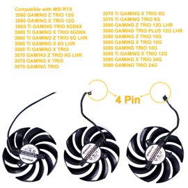 iHaospace Graphics Card Cooler Replacement Parts Graphics Card Cooler Fan Compatible with MSI GeForce 3060 3070 3080 Ti 3090 Gaming Z/X Trio LHR, RX 6800 6900 XTPLD09210B12HH, 2 Ball Bearing