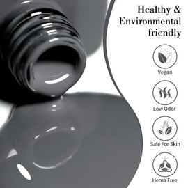 CANNI Gray Gel Nail Polish, 1Pcs Gel Grey Nail Polish Gray Color High Gloss Soak Off U V Gel Nail French Nail Manicure Salon DIY