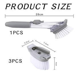 1 Piece Dish Brush with 4 Brush Heads, Cleaning Brush Accessories, Multifunctional Cleaning Brush, Washing Brush with Dispenser, Kitchen Brush, Dish Brush