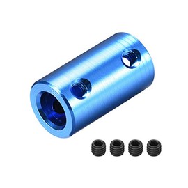 sourcing map Shaft Coupling Connector 6 mm to 8 mm Bore Rigid Coupling Adjustment Screw L25XD14 Aluminium Alloy Dark Blue Pack of 2
