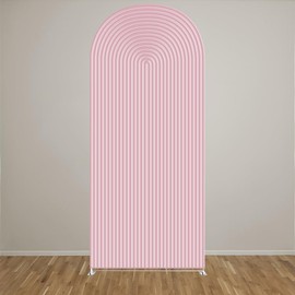 2D Printed Ripples Party Arch Covers Arched Backdrop Cover Stretchy Cover for Party Decoration Round Top Frame Spandex Cover (Pink Cover456,6.5x3.3ft)