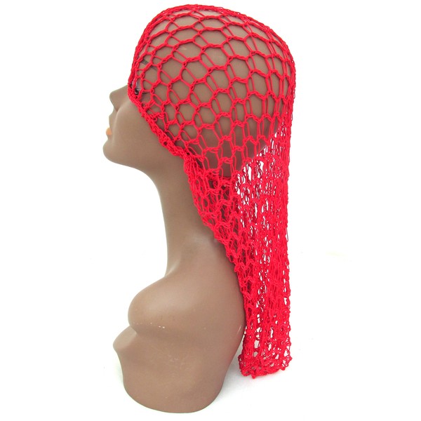 Extra Long Hair Net Snood - Red, Great for hair cover, comfortable, large, extra large,
