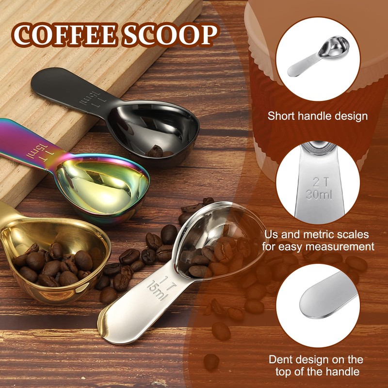 sourcing map 2Pcs Stainless Steel Coffee Scoop, 30ml Short Handle