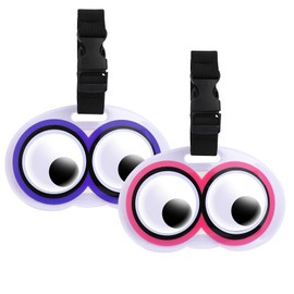 Pack of 2 Suitcase Tags, Cute Eyes Luggage Tag, Suitcase Tag with Address Tag, Luggage Tag, ID Tag, Baggage, Handbag, Tag Bag, Labels, Name Address Signs, Travel Accessories, Pink Purple