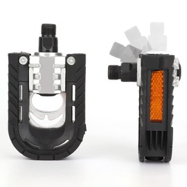 Bicycle Pedals Folding Aluminum Alloy Bike Pedals with Reflectors and Anti-Rust Φ 14mm (9/16") Easy to Fold in Subway for Electric Bike MTB Road Bike