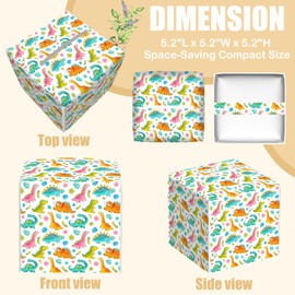 BLYKVGHQ Leather Tissue Box Holder Cartoon Dinosaurs Tissue Box Cover Facial Paper Case Organizer Cube Napkin Dispenser for Bathroom Vanity Countertop Night Stand Office Car