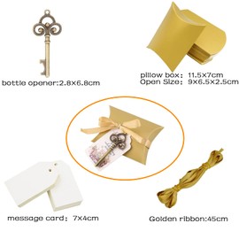 50 Juegos de Abrebotellas con Llave, Abridor de Cerveza Vintage, Abridor de Botella con Llave Esqueleto con Etiqueta Y Cordel, Regalos de Decoración de Boda Para Invitados Recuerdos de Boda de Compromiso(Cian retro)