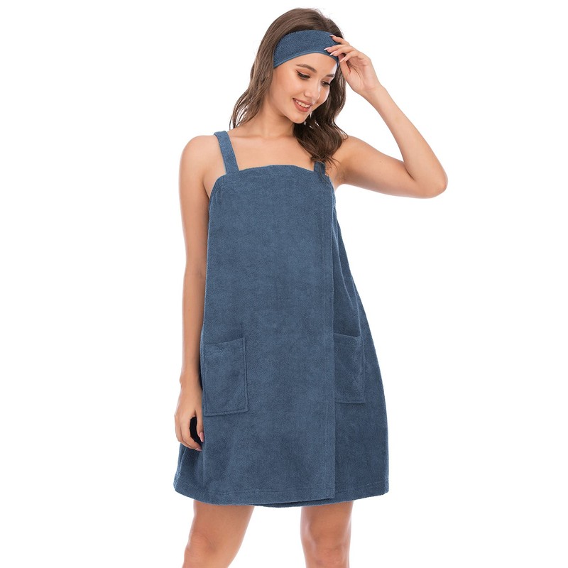Veseacky Women Terry Spa/Bath Wrap Lightweight Adjustable Closure Spa Towel