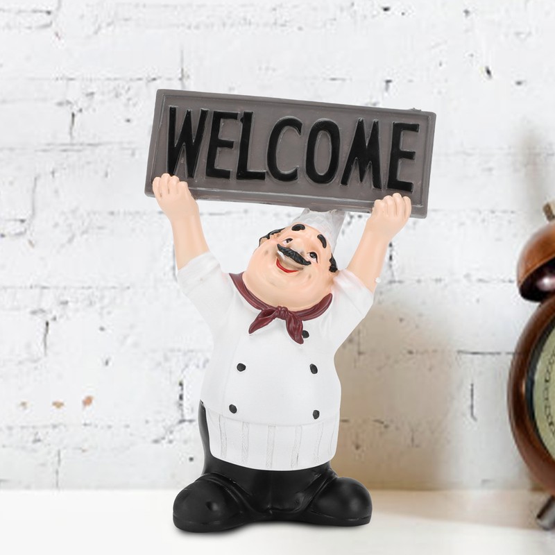 Chef Sculpture Raise Your Hands Welcome Resin France Cook Ornaments