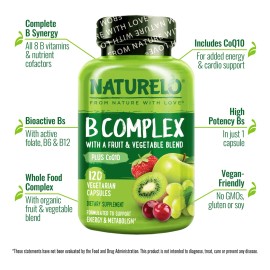 Naturelo Complejo Vitamina B Metil B12 Folato 120 Cápsulas