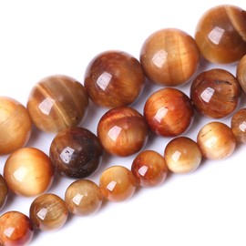Natural Orange Tiger Eye Beads Gemstone Round Crystal Energy Jade Beads Stone Beads for Jewelry Making DIY Bracelet Necklace Jewelry Making 1 Strand 15.5inch 90PCS 4MM