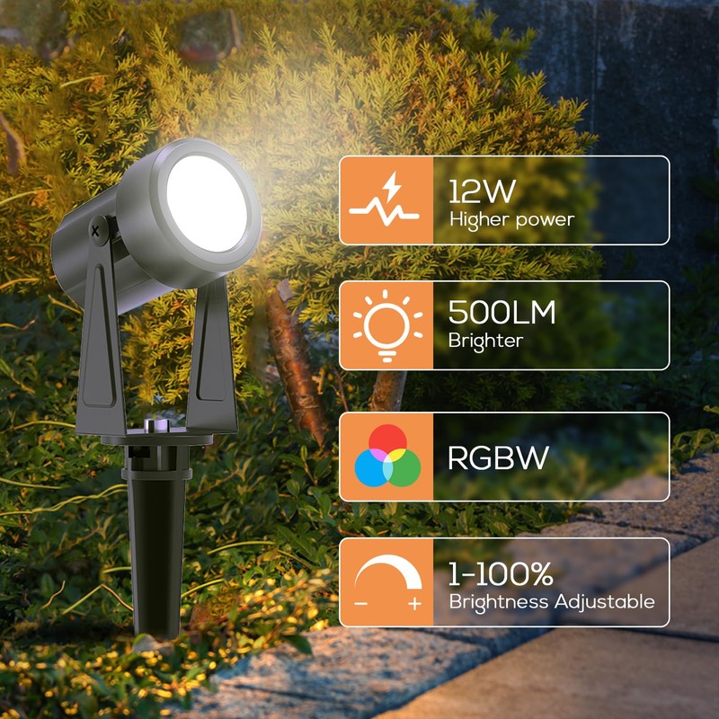 SUNTHIN Outdoor Landscape Lighting with Remote, RGBW Color Changing Spot