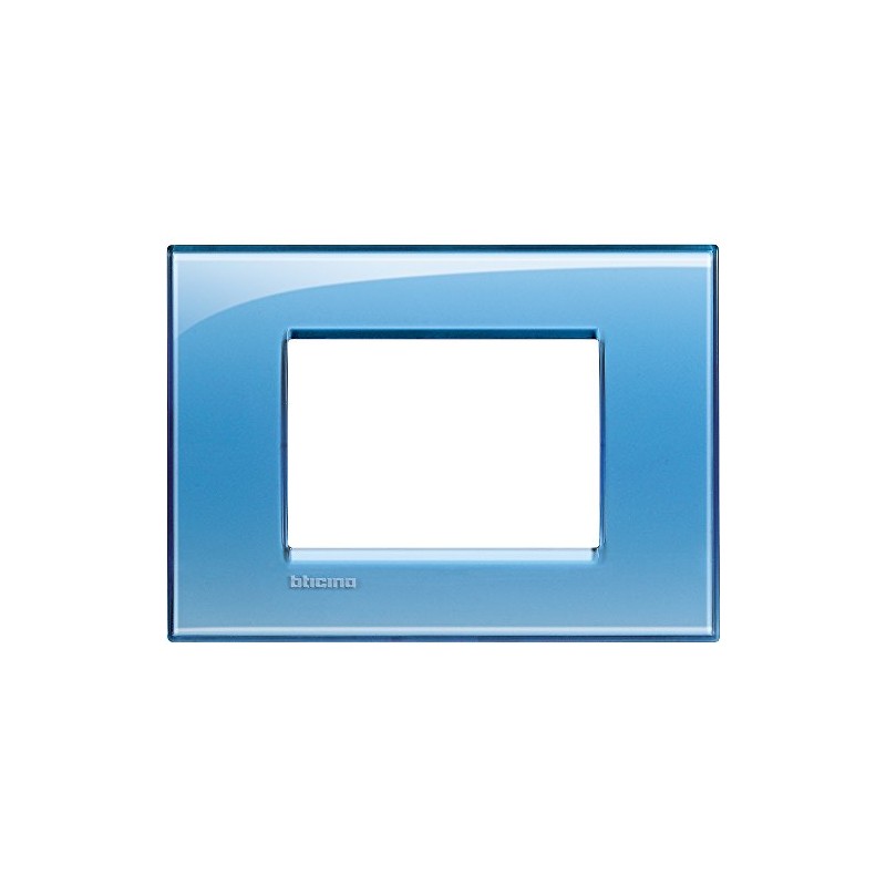 BTicino Living Light LNA4803AC Plate Square 3-Switch, Steel, blue, LNA4803AD