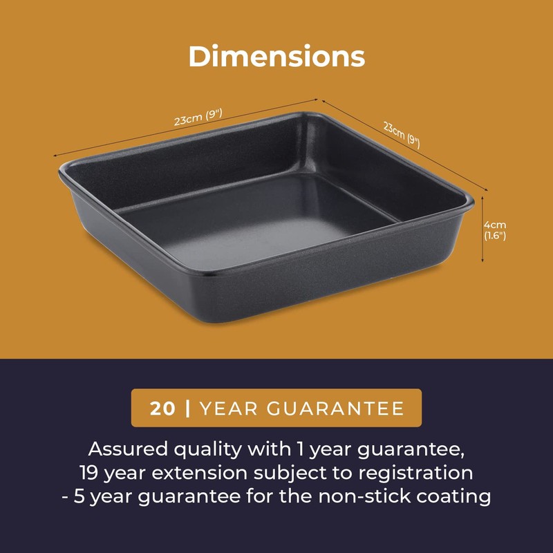 Tower T943012HG13 24cm Square Bake Pan Made from Aluminised Steel