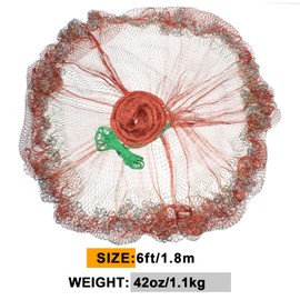 Nylon Monofilament Cast Net, American Style Hand Throwing Fishing Net with Iron Chain Weights for Saltwater and Freshwater, 3/8 Inches Mesh8FT