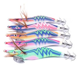 10pcs Squid Jigs Saltwater Glow Squid Jig Fishing Shrimp Prawn Lures Luminous Artificial Fishing Kit for Octopus Cuttlefish (0.7oz-5.7in)