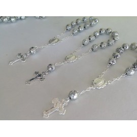 Unbranded 25 Pc Mini Rosary SILVER /Baptism Favors/Decenar