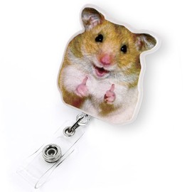 Funny Hamster Meme Badge Reel Retractable, Cute Animal Badge Reel for Nurse Nursing Student RN CNA Medical Worker & Teacher, Hamster Lovers ID Badge Holder with Alligator Clip & 24” Durable Nylon Cord