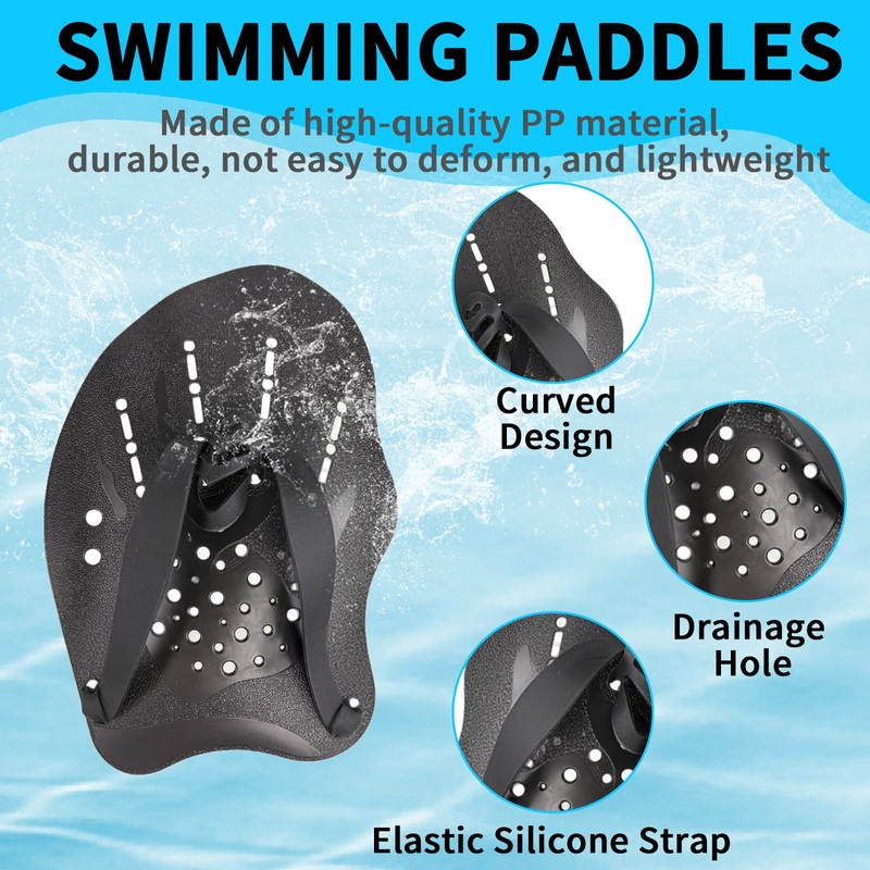 MCSDFN 2 Pcs Swim Hand Paddles, Swim Paddles with Adjustable